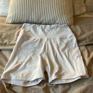 High waisted white biker shorts